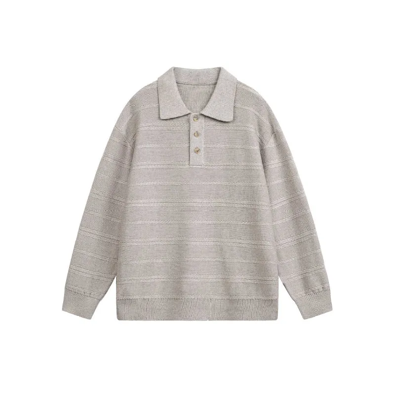 Unisex Strick-Polo mit Strukturstreifen und drei-Knopf-Leiste Nord Taschen