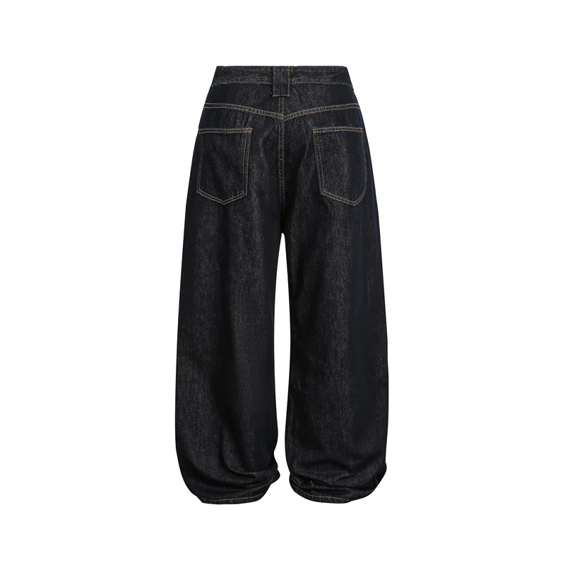 Damen hochtaillierte Baggy-Jeans in Ballonform mit sichtbarer Knopfleiste und markanten Nähten Nord Taschen