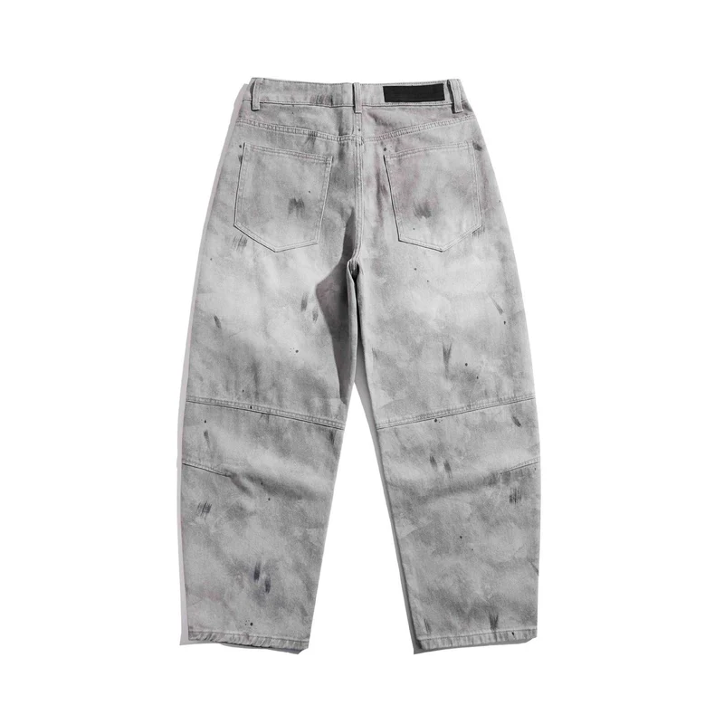 Damen Hochtaillierte Baggy-Jeans im Used-Look mit Knie-Patches Nord Taschen