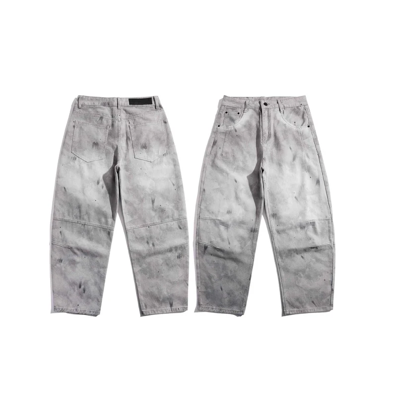 Damen Hochtaillierte Baggy-Jeans im Used-Look mit Knie-Patches Nord Taschen
