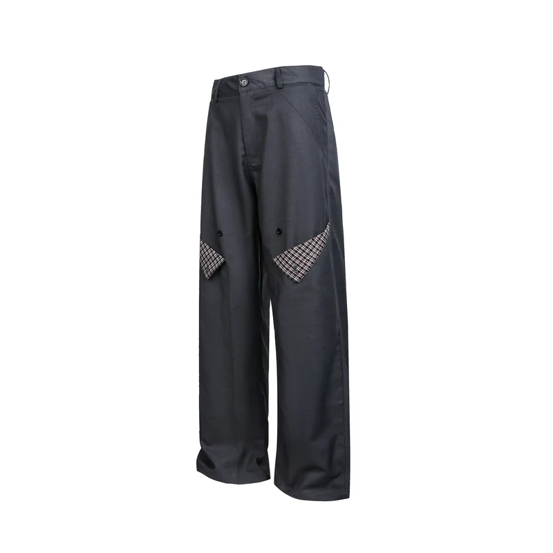 Damen Hochgeschnittene weite Cargohose mit Karomuster‑Pattentaschen Nord Taschen