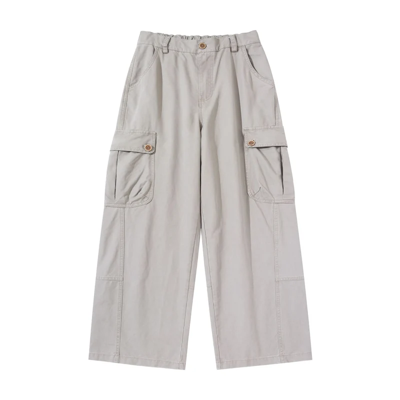 Damen hochgeschnittene Cargo‑Hose mit weitem Bein und Klappentaschen Nord Taschen
