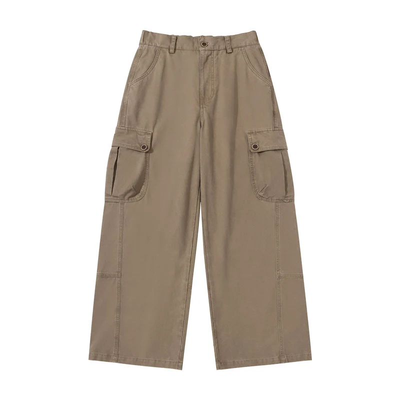 Damen hochgeschnittene Cargo‑Hose mit weitem Bein und Klappentaschen Nord Taschen