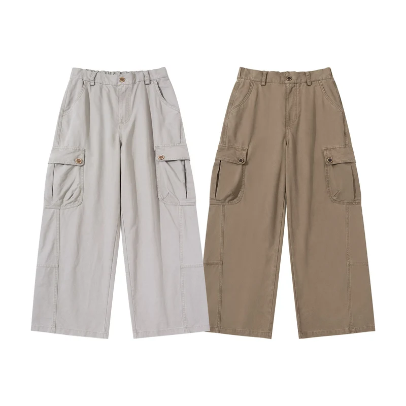 Damen hochgeschnittene Cargo‑Hose mit weitem Bein und Klappentaschen Nord Taschen