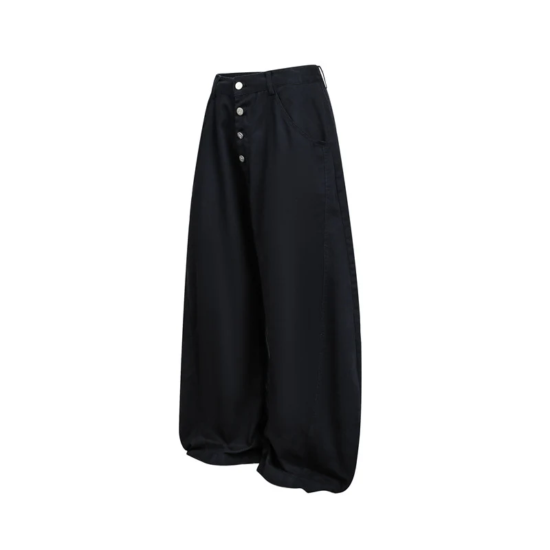 Damen Hochgeschnittene Balloon‑Culotte‑Hose mit weiter Beinweite, sichtbarer Knopfleiste und Eingrifftaschen Nord Taschen