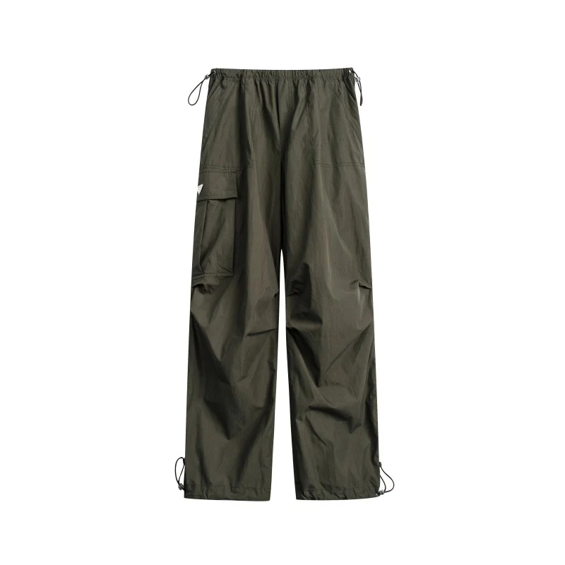 Damen High‑Waist weite Nylon‑Cargo‑Hose mit Tunnelzugbund und Multifunktions‑Taschen Nord Taschen