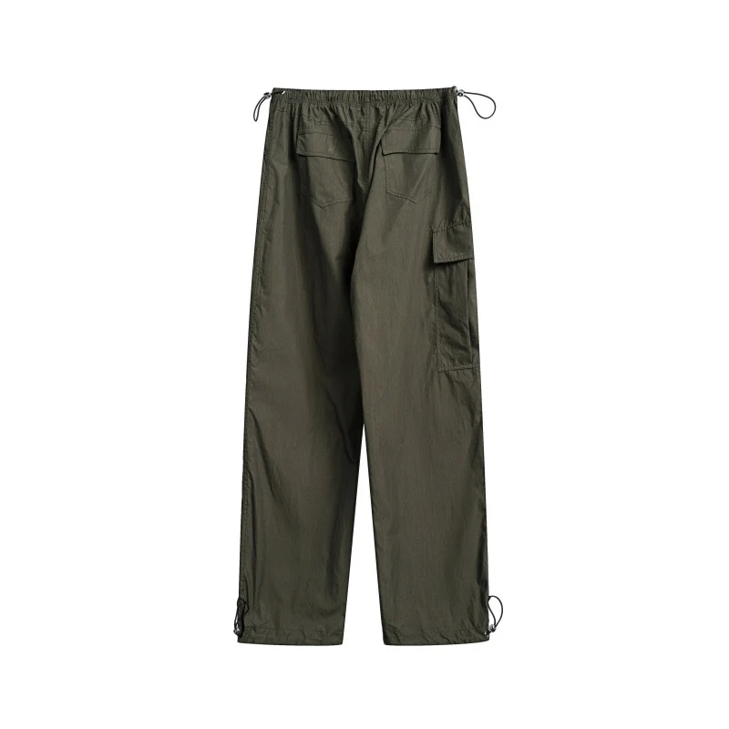 Damen High‑Waist weite Nylon‑Cargo‑Hose mit Tunnelzugbund und Multifunktions‑Taschen Nord Taschen