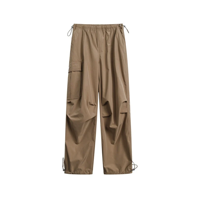 Damen High‑Waist weite Nylon‑Cargo‑Hose mit Tunnelzugbund und Multifunktions‑Taschen Nord Taschen