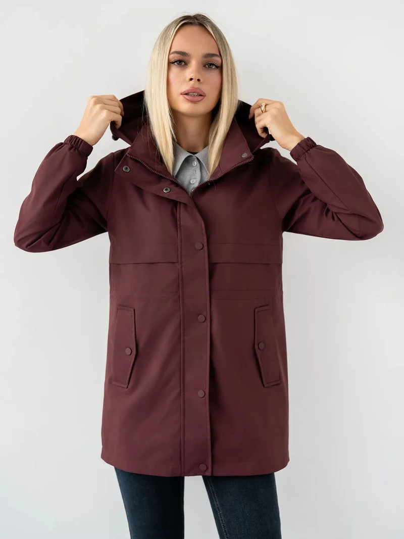 Damen wasserabweisende Kapuzenparka mit Kordelzugtaillierung und aufgesetzten Taschen Nord Taschen