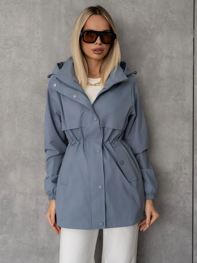 Damen wasserabweisende Kapuzenparka mit Kordelzugtaillierung und aufgesetzten Taschen Nord Taschen