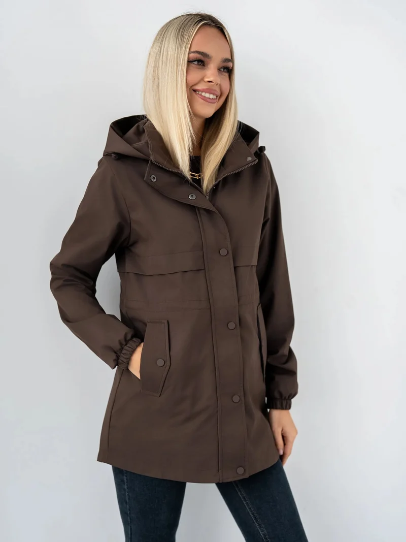Damen wasserabweisende Kapuzenparka mit Kordelzugtaillierung und aufgesetzten Taschen Nord Taschen