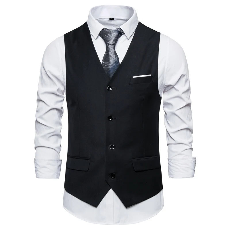 Herren Anzugweste in tailliertem Slim-Fit mit V‑Ausschnitt und Pattentaschen Nord Taschen