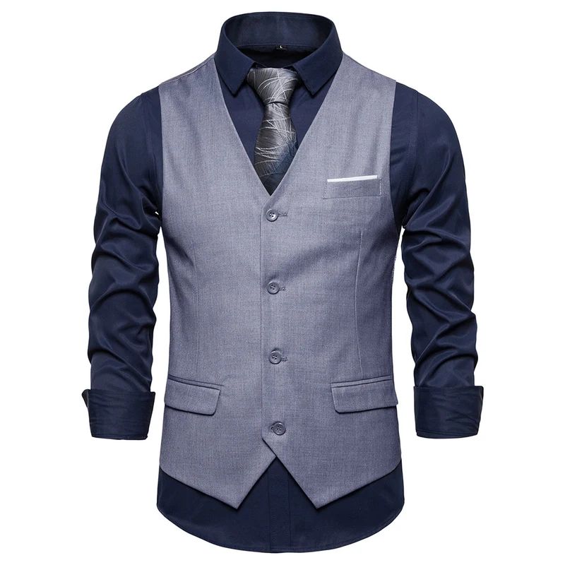 Herren Anzugweste in tailliertem Slim-Fit mit V‑Ausschnitt und Pattentaschen Nord Taschen