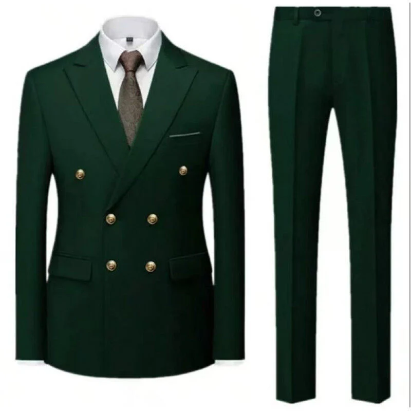 Herren Zweiteiliger Doppelreiher-Anzug mit tailliertem Sakko und schmaler Flachbundhose Nord Taschen
