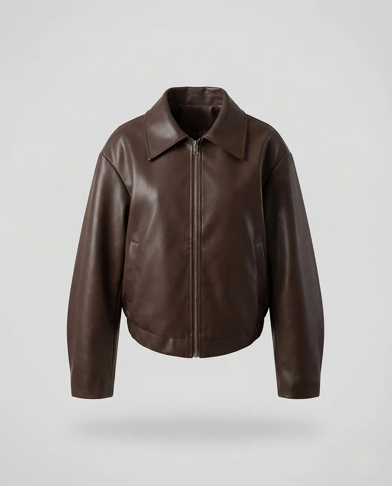 Damen Lederjacke Kurz Revers