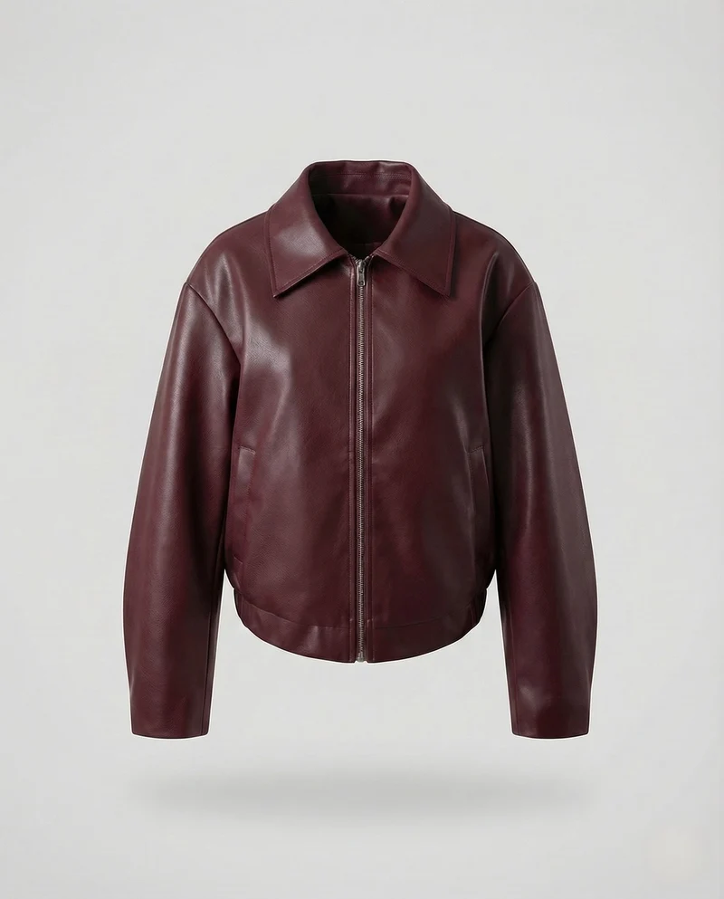 Damen Lederjacke Kurz Revers