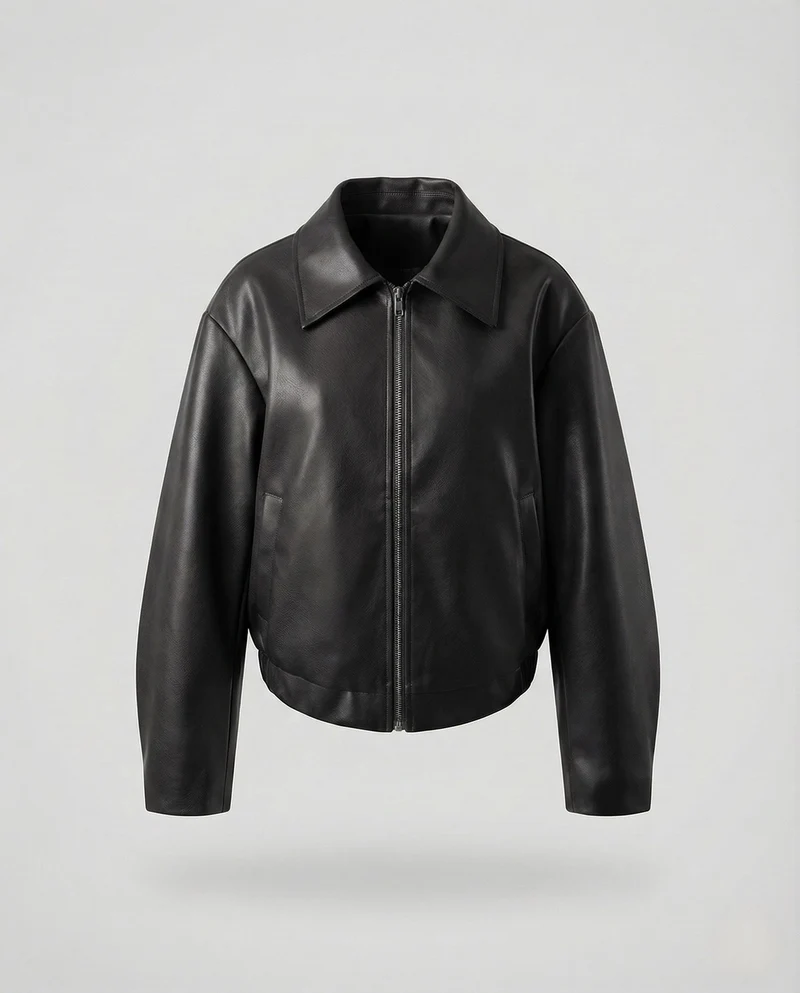 Damen Lederjacke Kurz Revers