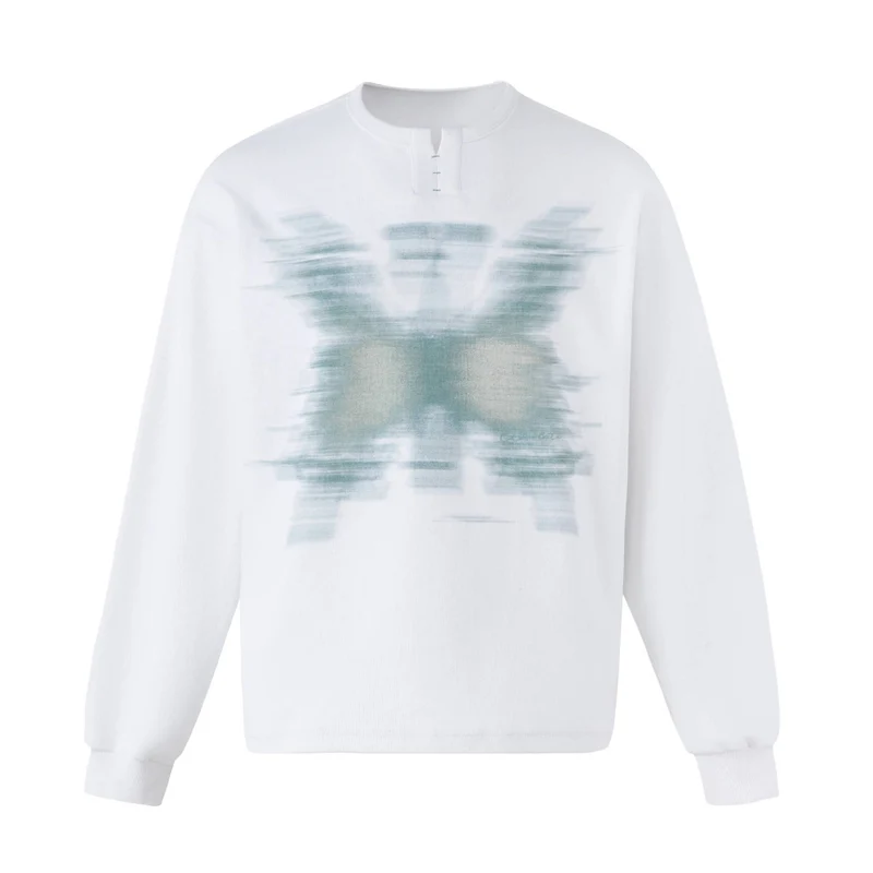 Unisex Oversize Sweatshirt mit kurzem Henley‑Placket und verschwommenem Grafikprint Nord Taschen