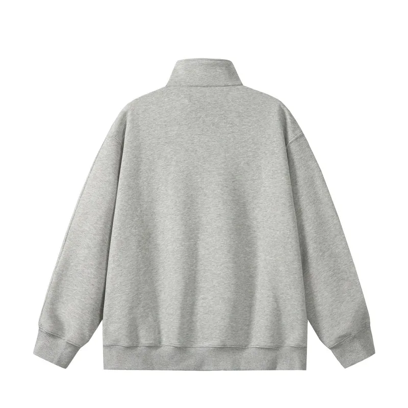 Unisex Oversize Sweatshirt mit Halbzip, hohem Funnelkragen und Kängurutasche Nord Taschen