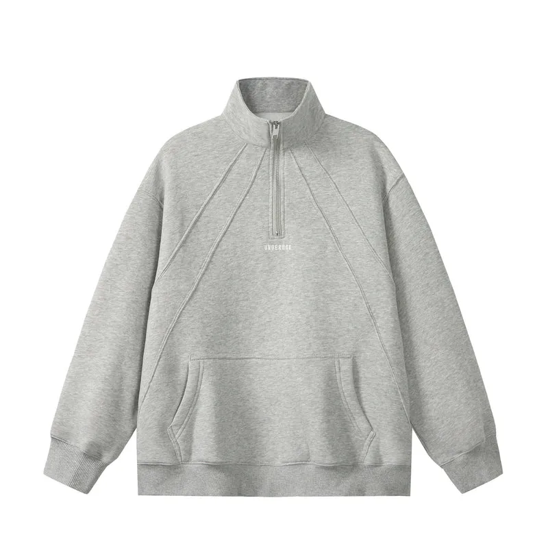 Unisex Oversize Sweatshirt mit Halbzip, hohem Funnelkragen und Kängurutasche Nord Taschen