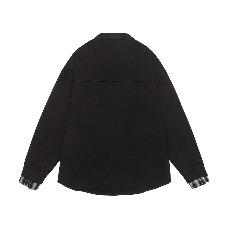 Unisex Oversize-Sweatjacke im Hemdjacken-Look mit Stehkragen Nord Taschen