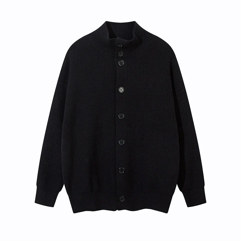 Unisex Oversize-Strickjacke mit Stehkragen und durchgehender Knopfleiste Nord Taschen