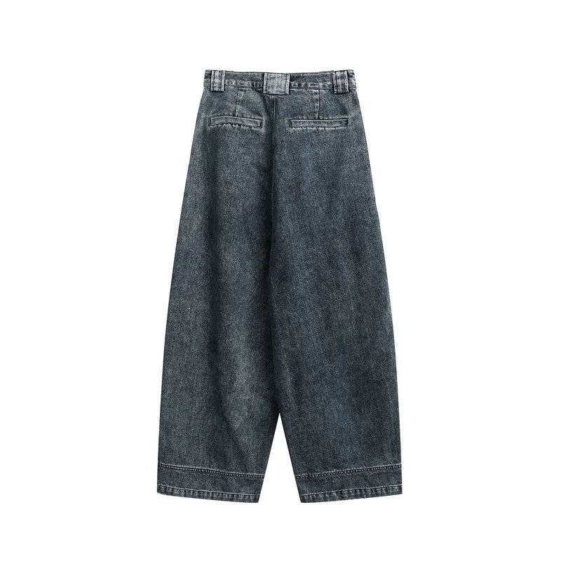 Damen High‑Waist Weite Denim-Culotte mit Teilungsnähten Nord Taschen
