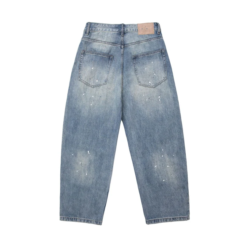 Damen High‑Waist weite Denim‑Culotte im Used‑Look mit Farb‑Sprenkeln Nord Taschen
