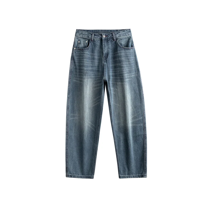Damen High‑Waist Straight‑Leg Jeans mit Used‑Waschung Nord Taschen