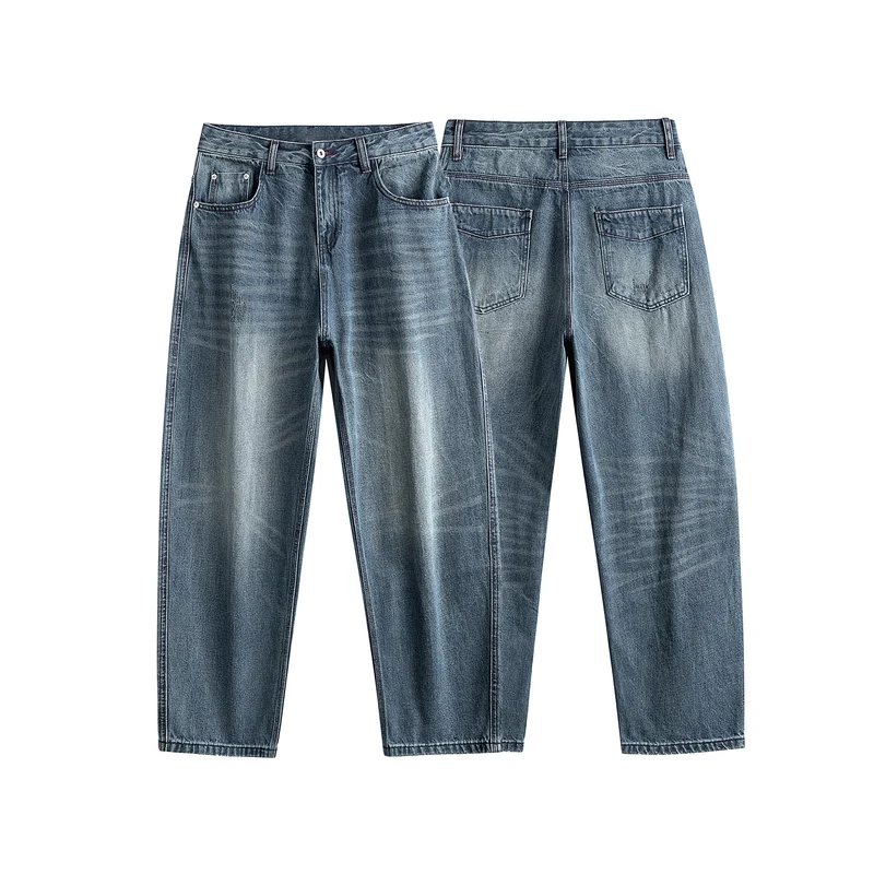 Damen High‑Waist Straight‑Leg Jeans mit Used‑Waschung Nord Taschen