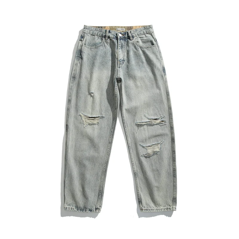 Damen High‑Waist Relaxed-Jeans mit Distressed-Details und tailliertem Knöchelabschluss Nord Taschen