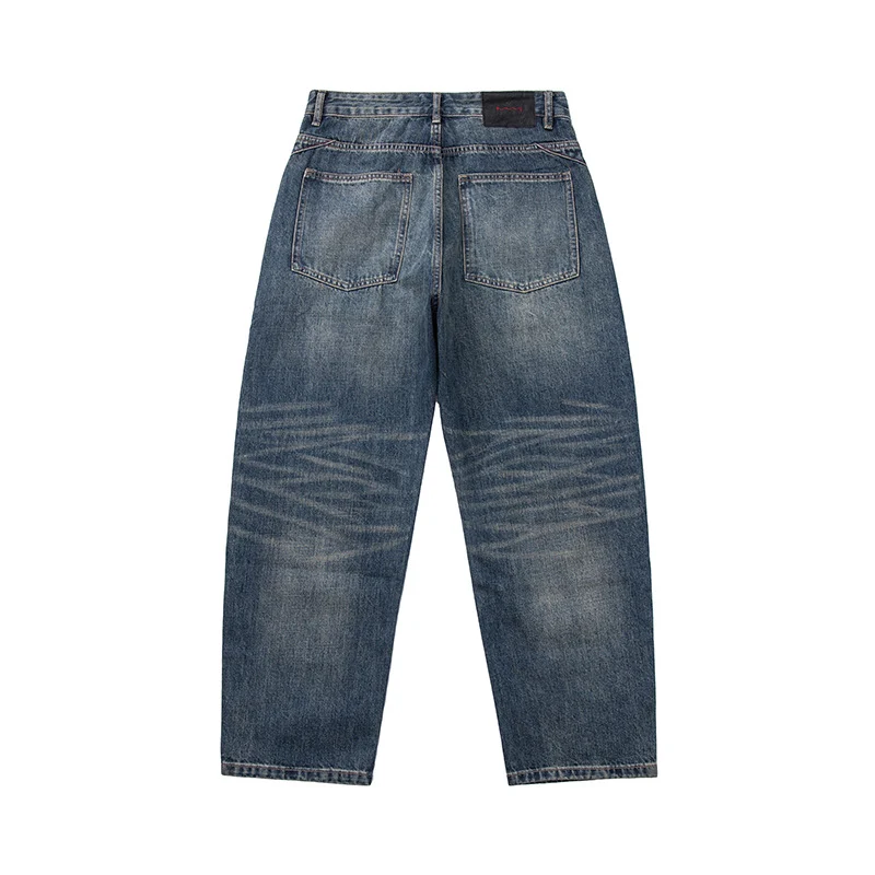Damen High‑Waist Relaxed-Fit Jeans mit markanter Mittelnaht und Used‑Waschung Nord Taschen