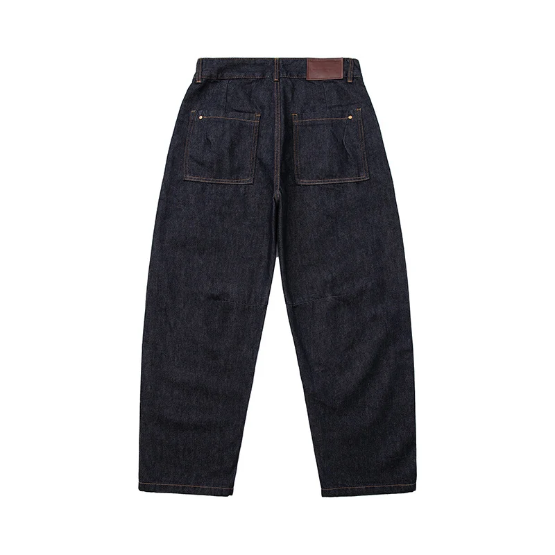 Damen High‑Waist kurzgeschnittene Jeans mit weitem Bein, Einsatznähten und Utility‑Taschen Nord Taschen