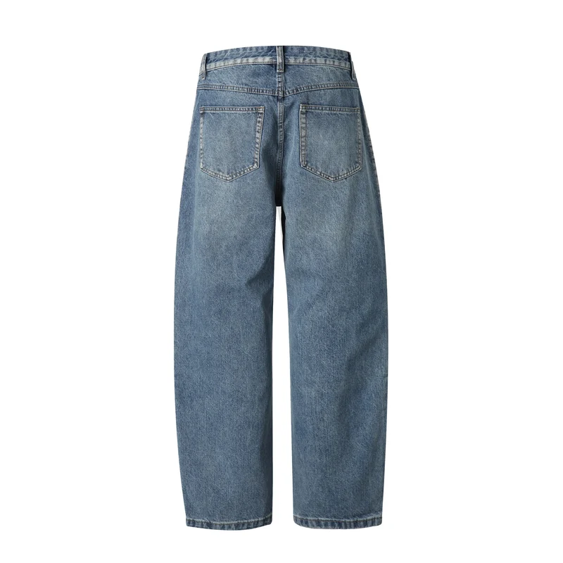 Damen High‑Waist Jeanshose mit Bundfalten, weitem Bein und Vintage‑Waschung Nord Taschen