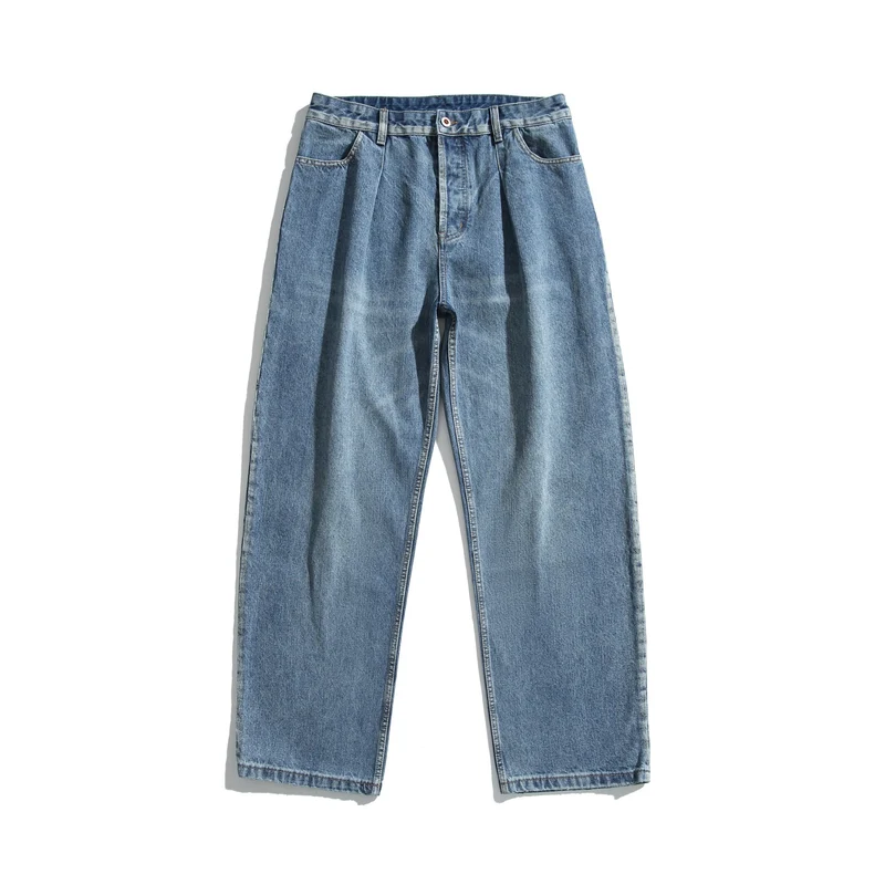 Damen High‑Waist Jeanshose mit Bundfalten, weitem Bein und Vintage‑Waschung Nord Taschen