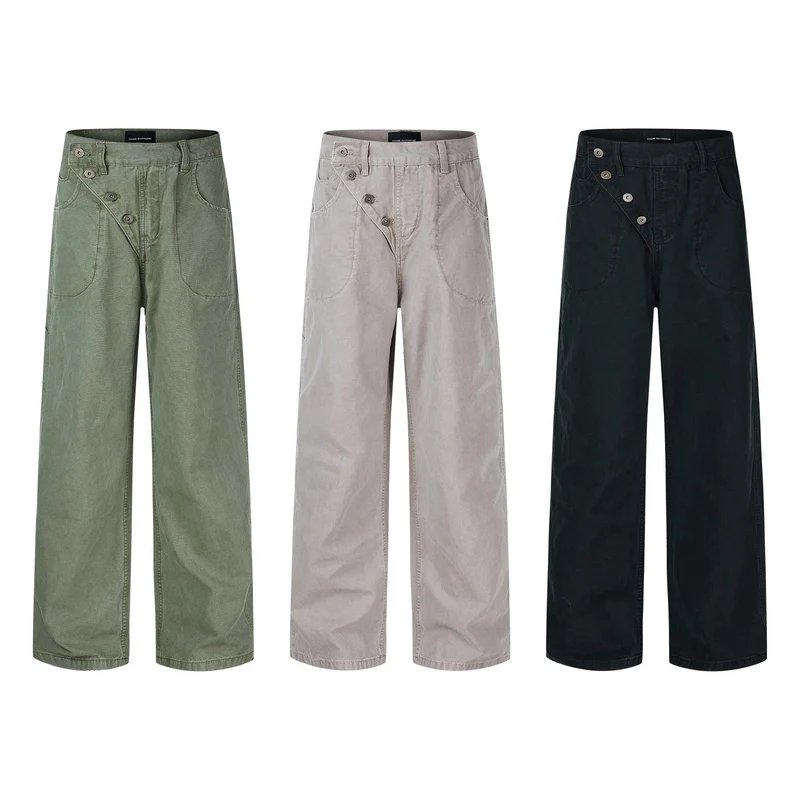 Damen High-Waist Culotte-Hose mit asymmetrischer Knopfleiste Nord Taschen