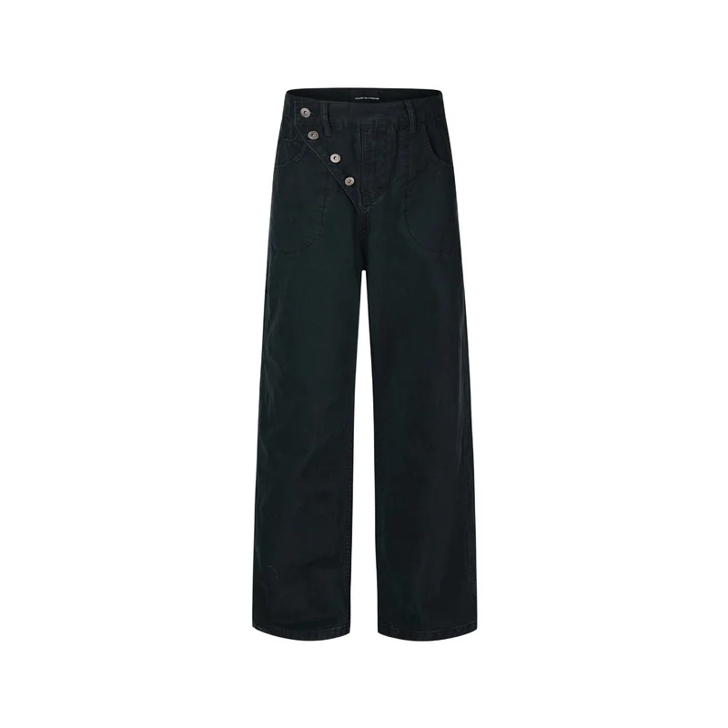 Damen High-Waist Culotte-Hose mit asymmetrischer Knopfleiste Nord Taschen