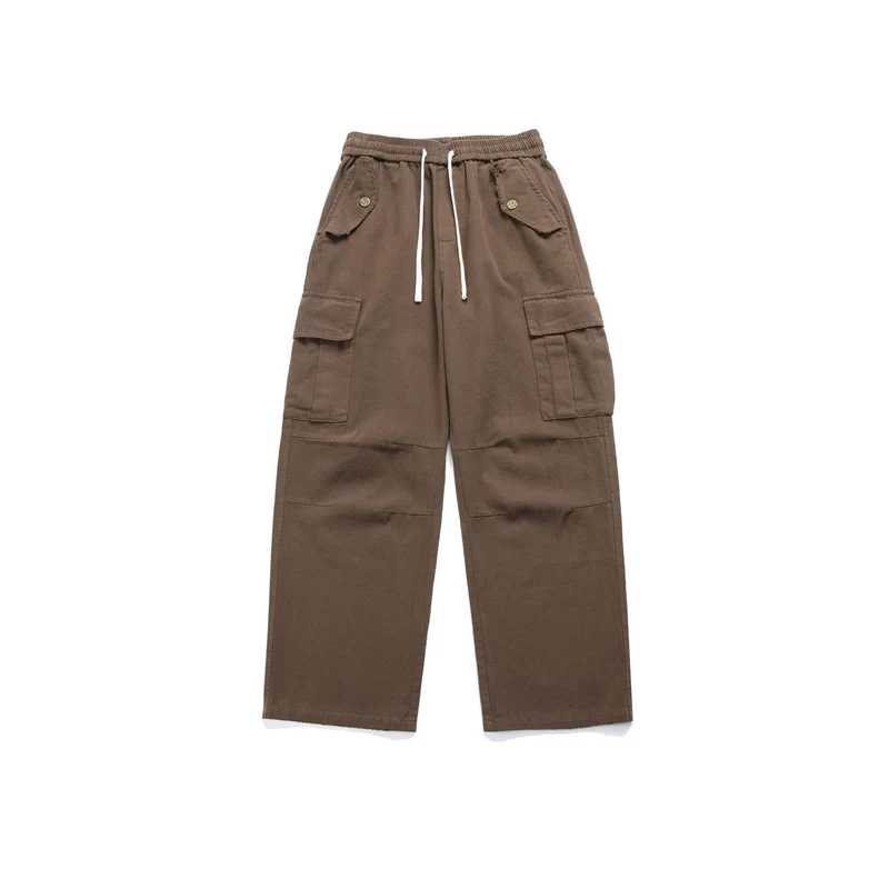 Damen High‑Waist Cargo‑Hose mit weitem Bein, elastischem Bund und Pattentaschen Nord Taschen