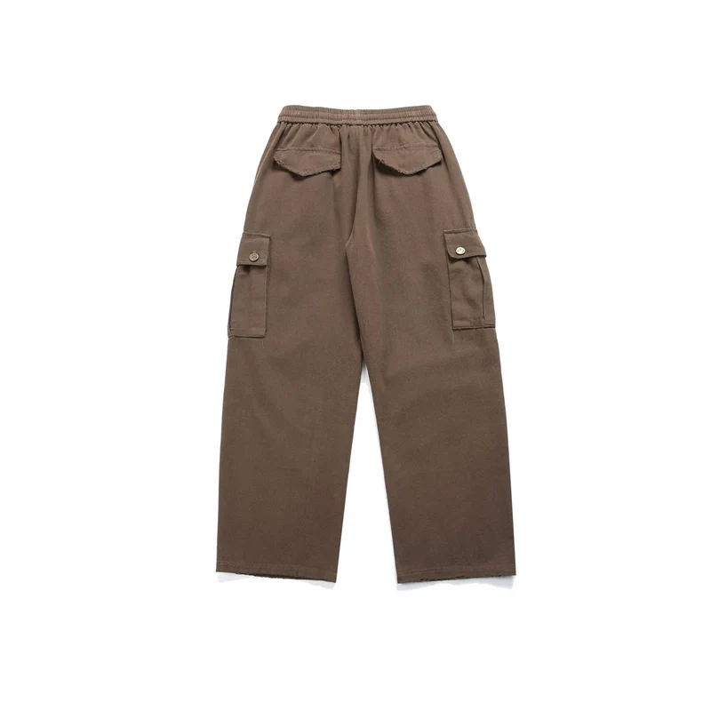 Damen High‑Waist Cargo‑Hose mit weitem Bein, elastischem Bund und Pattentaschen Nord Taschen