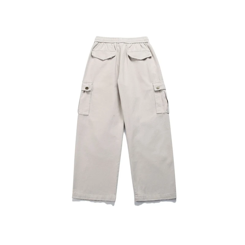 Damen High‑Waist Cargo‑Hose mit weitem Bein, elastischem Bund und Pattentaschen Nord Taschen