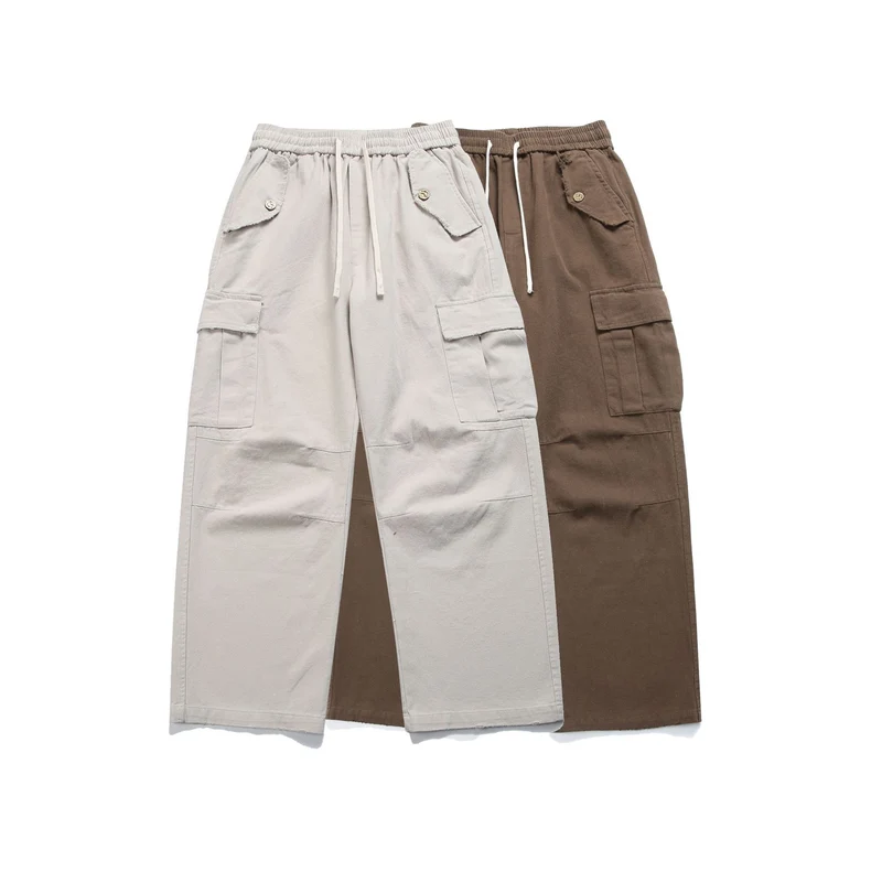 Damen High‑Waist Cargo‑Hose mit weitem Bein, elastischem Bund und Pattentaschen Nord Taschen