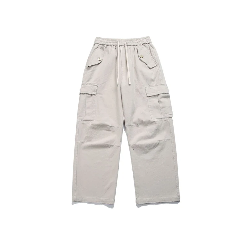 Damen High‑Waist Cargo‑Hose mit weitem Bein, elastischem Bund und Pattentaschen Nord Taschen