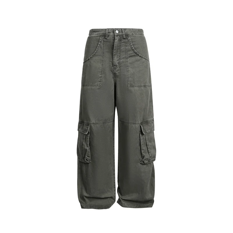 Damen High‑Waist Cargo‑Hose im Wide‑Leg‑Stil mit aufgesetzten Klappentaschen und markanten Nahtdetails Nord Taschen