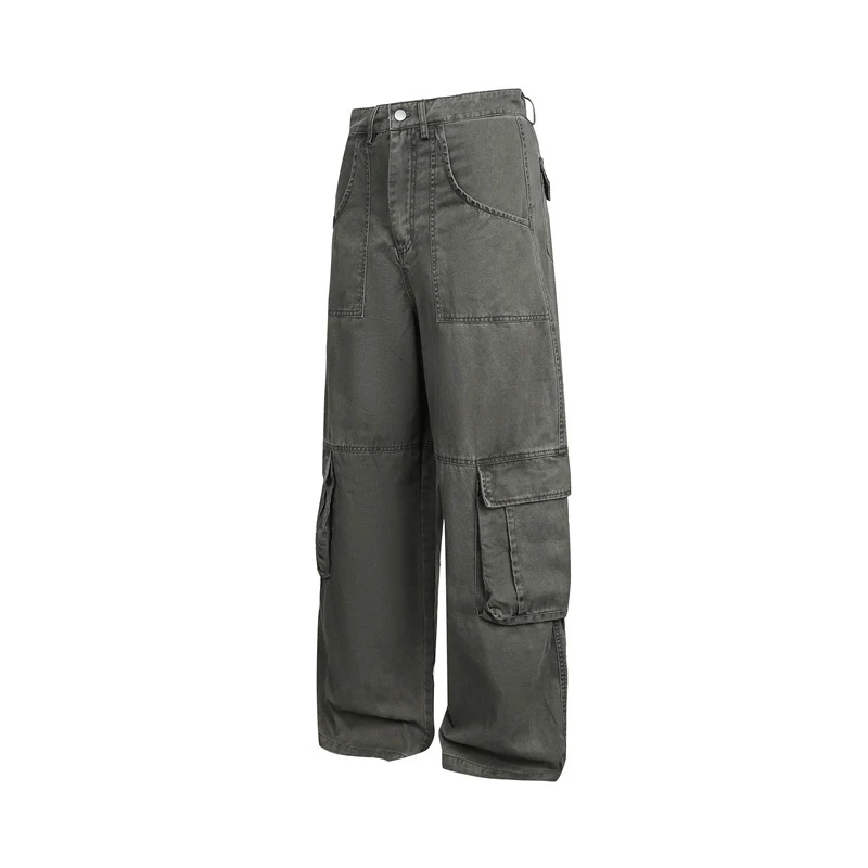Damen High‑Waist Cargo‑Hose im Wide‑Leg‑Stil mit aufgesetzten Klappentaschen und markanten Nahtdetails Nord Taschen