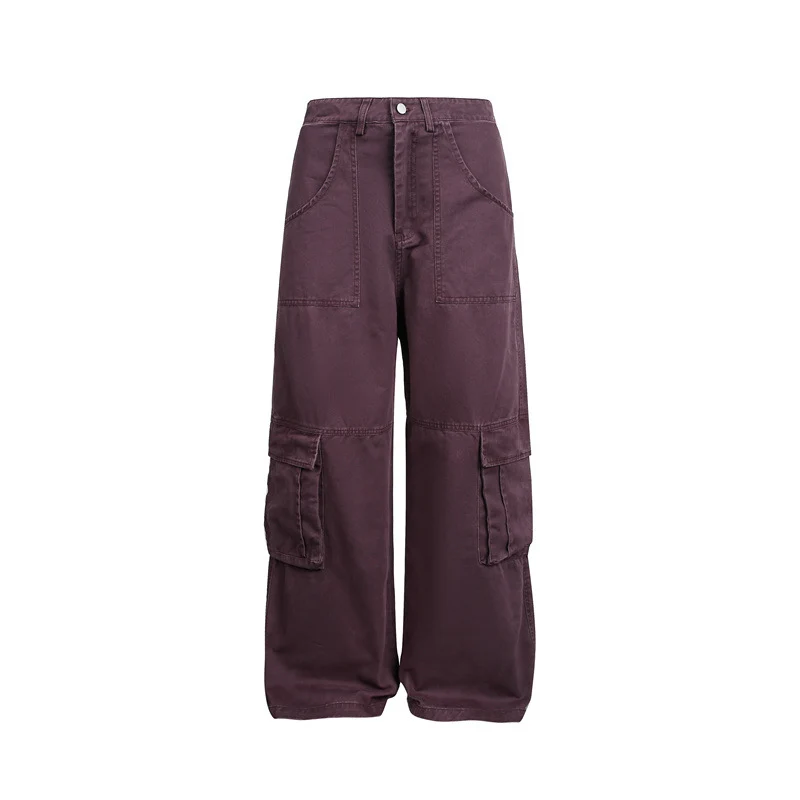 Damen High‑Waist Cargo‑Hose im Wide‑Leg‑Stil mit aufgesetzten Klappentaschen und markanten Nahtdetails Nord Taschen
