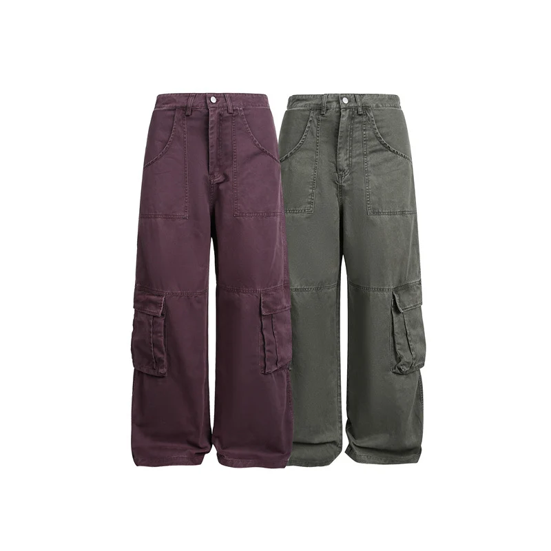 Damen High‑Waist Cargo‑Hose im Wide‑Leg‑Stil mit aufgesetzten Klappentaschen und markanten Nahtdetails Nord Taschen