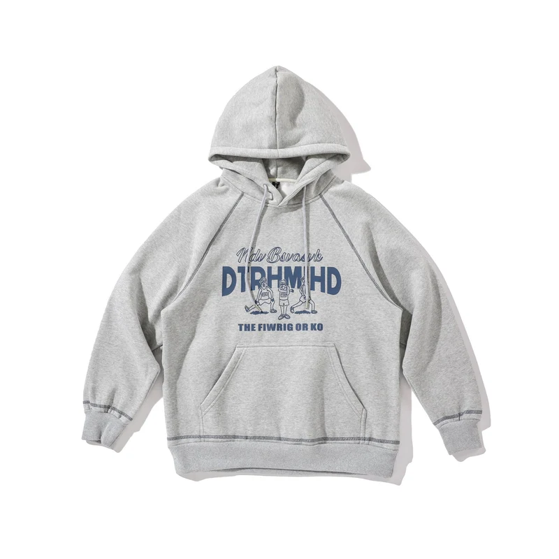 Unisex Oversize Kapuzenpullover mit Raglannähten, Kängurutasche und Vintage-Print Nord Taschen