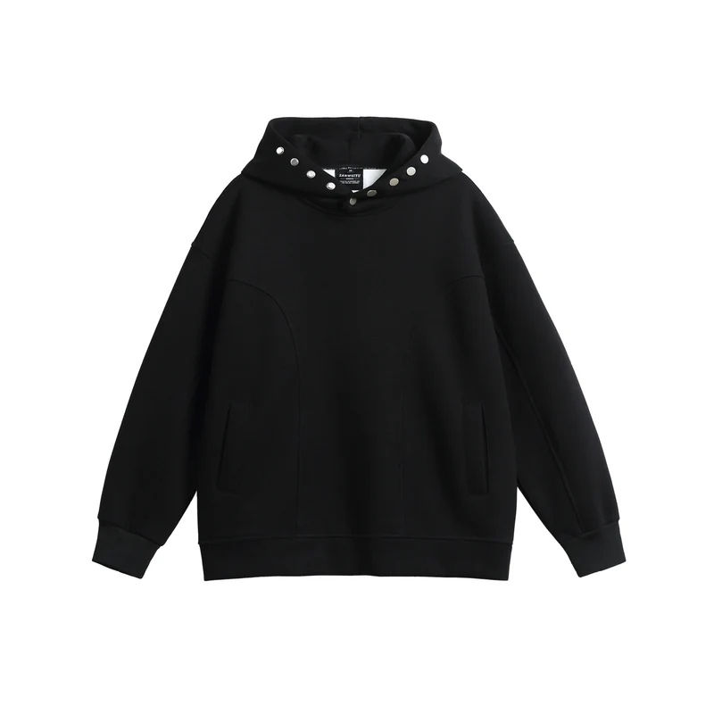 Unisex Oversize Kapuzenpullover mit Druckknopffunnel und Teilungsnähten Nord Taschen