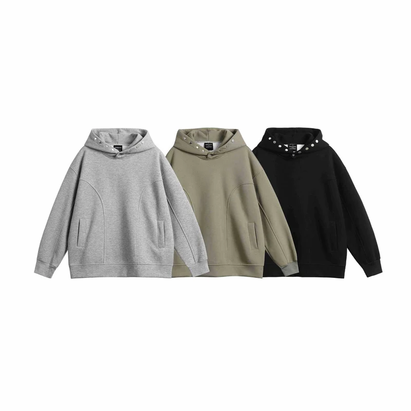 Unisex Oversize Kapuzenpullover mit Druckknopffunnel und Teilungsnähten Nord Taschen