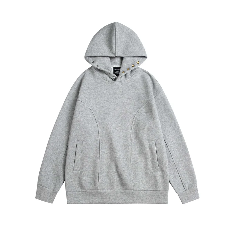 Unisex Oversize Kapuzenpullover mit Druckknopffunnel und Teilungsnähten Nord Taschen